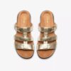 Sandali bassi da donna Kitly Pearl in pelle color champagne