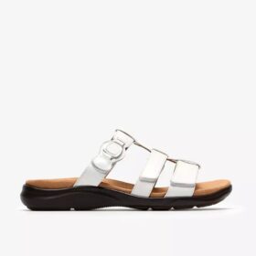 Sandali bassi da donna Kitly Pearl in vernice bianca