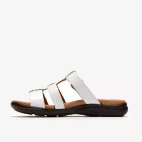 Sandali bassi da donna Kitly Pearl in vernice bianca