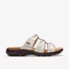 Sandali bassi da donna Kitly Slide in pelle color crema