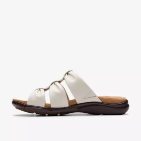Sandali bassi da donna Kitly Slide in pelle color crema