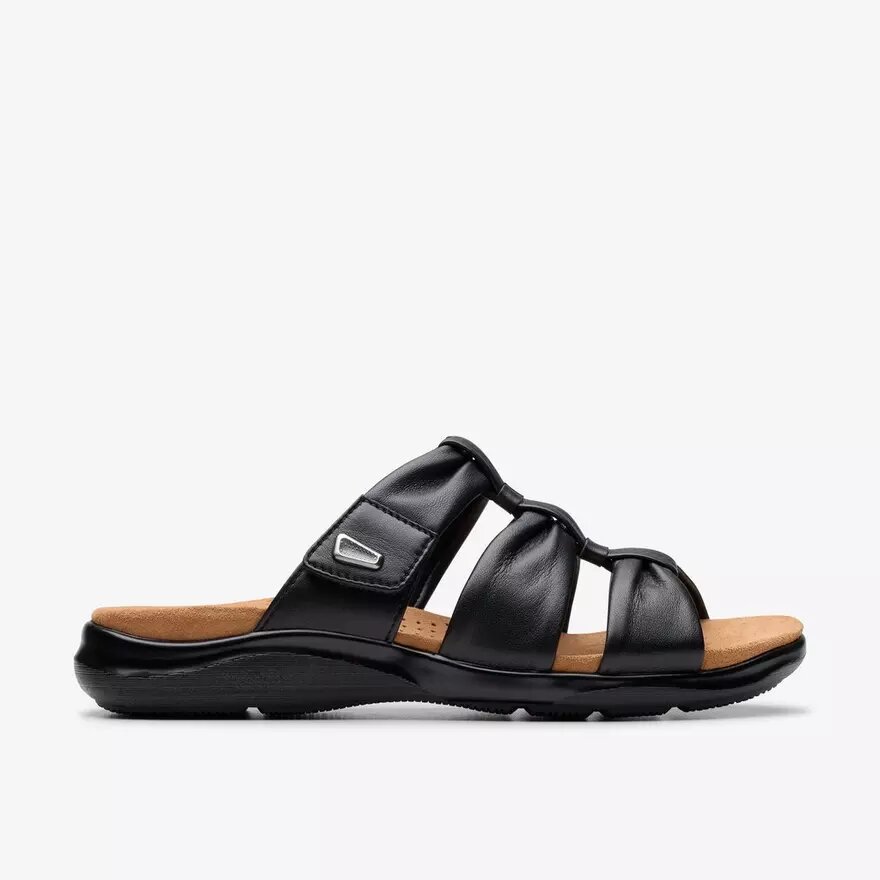 Sandali bassi da donna Kitly Slide in pelle nera Sandali bassi da donna Kitly Slide in pelle nera