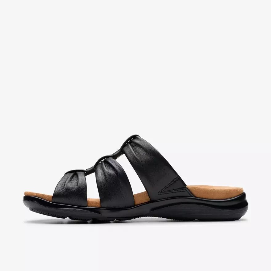 Sandali bassi da donna Kitly Slide in pelle nera Sandali bassi da donna Kitly Slide in pelle nera