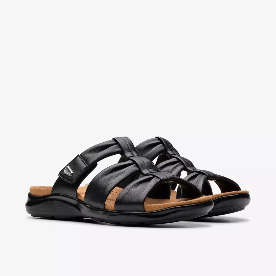 Sandali bassi da donna Kitly Slide in pelle nera Sandali bassi da donna Kitly Slide in pelle nera