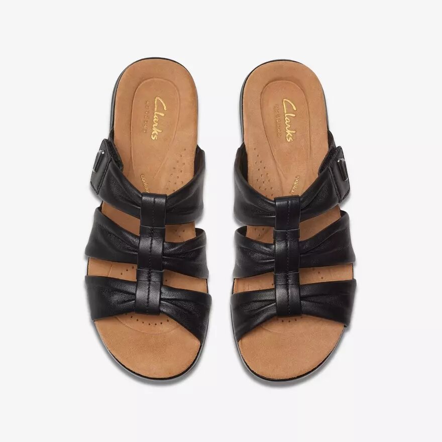 Sandali bassi da donna Kitly Slide in pelle nera Sandali bassi da donna Kitly Slide in pelle nera