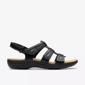 Sandali bassi da donna Laurieann Ivy in pelle nera Sandali bassi da donna Laurieann Ivy in pelle nera