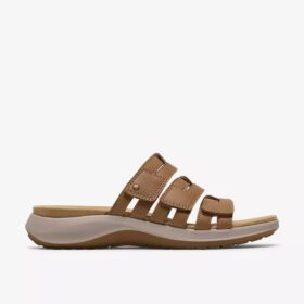 Sandali bassi da donna Maelynn Abby in pelle color cuoio