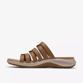 Sandali bassi da donna Maelynn Abby in pelle color cuoio