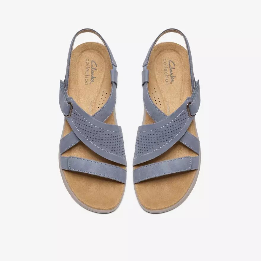 Sandali bassi da donna Maelynn Gem in nabuk blu denim Sandali bassi da donna Maelynn Gem in nabuk blu denim