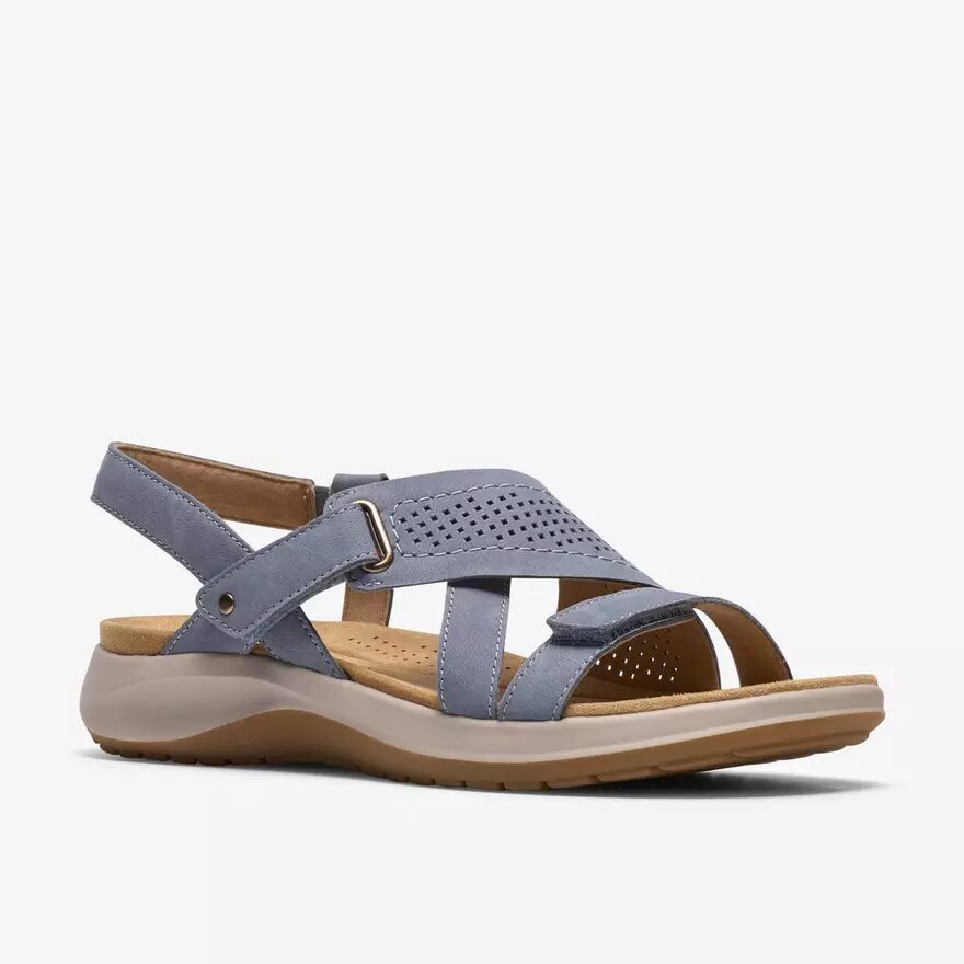 Sandali bassi da donna Maelynn Gem in nabuk blu denim Sandali bassi da donna Maelynn Gem in nabuk blu denim