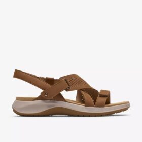 Sandali bassi da donna Maelynn Gem in nabuk color cuoio