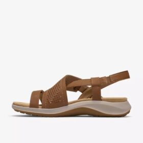 Sandali bassi da donna Maelynn Gem in nabuk color cuoio