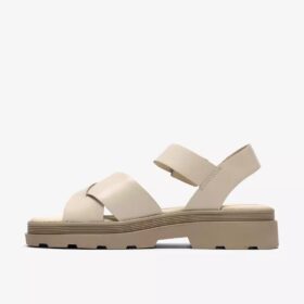 Sandali bassi da donna Orinoco3 Cross in pelle color crema