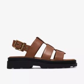 Sandali bassi da donna Orinoco3 Strap in pelle marrone chiaro