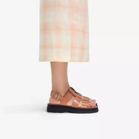 Sandali bassi da donna Orinoco3 Strap in pelle marrone chiaro