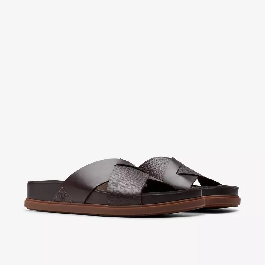 Sandali bassi da uomo Torford Cross in pelle marrone Sandali bassi da uomo Torford Cross in pelle marrone