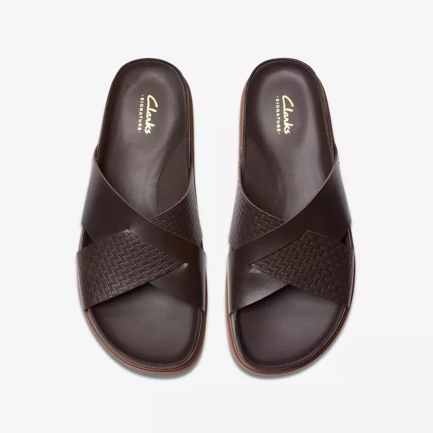 Sandali bassi da uomo Torford Cross in pelle marrone Sandali bassi da uomo Torford Cross in pelle marrone