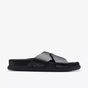 Sandali bassi da uomo Torford Cross in pelle nera Sandali bassi da uomo Torford Cross in pelle nera