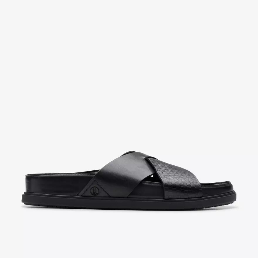 Sandali bassi da uomo Torford Cross in pelle nera Sandali bassi da uomo Torford Cross in pelle nera