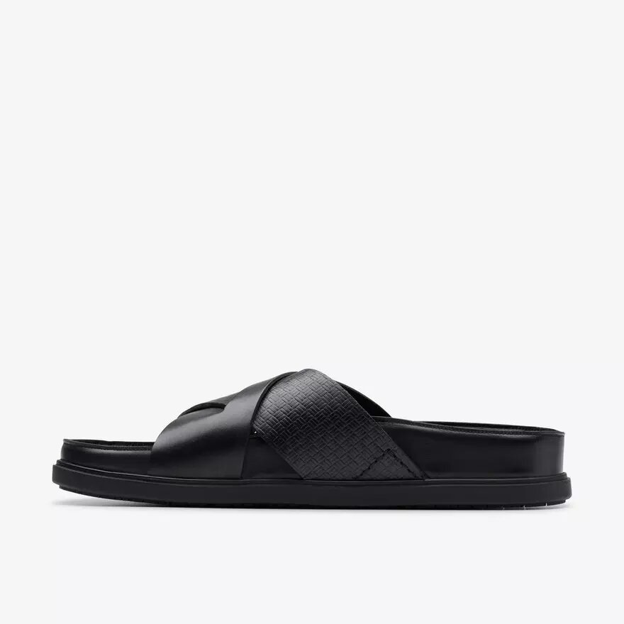 Sandali bassi da uomo Torford Cross in pelle nera Sandali bassi da uomo Torford Cross in pelle nera