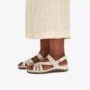 Sandali con listini da donna Cecily Strap in pelle color crema