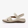 Sandali con listini da donna Cecily Strap in pelle color crema