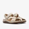 Sandali con listini da donna Cecily Strap in pelle color crema