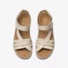 Sandali con listini da donna Cecily Strap in pelle color crema