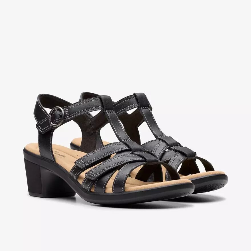 Sandali con tacco da donna Emily 2 Rose in pelle nera Sandali con tacco da donna Emily 2 Rose in pelle nera