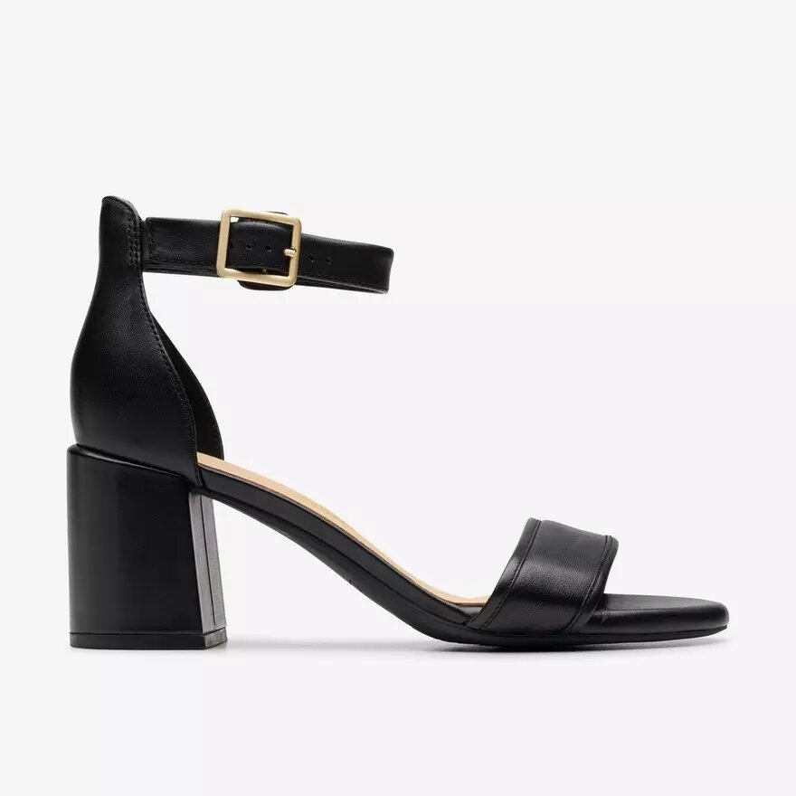 Sandali con tacco da donna Ezoria Mae in pelle nera Sandali con tacco da donna Ezoria Mae in pelle nera