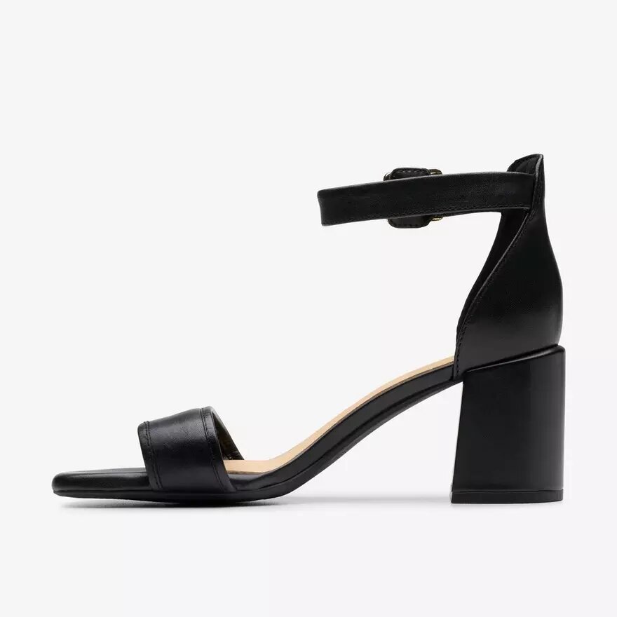 Sandali con tacco da donna Ezoria Mae in pelle nera Sandali con tacco da donna Ezoria Mae in pelle nera