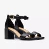 Sandali con tacco da donna Ezoria Mae in pelle nera Sandali con tacco da donna Ezoria Mae in pelle nera