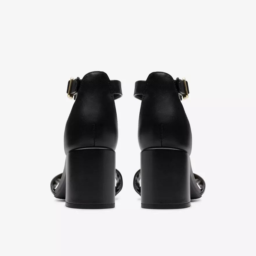 Sandali con tacco da donna Ezoria Mae in pelle nera Sandali con tacco da donna Ezoria Mae in pelle nera
