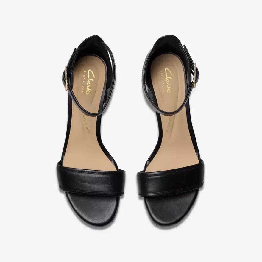 Sandali con tacco da donna Ezoria Mae in pelle nera Sandali con tacco da donna Ezoria Mae in pelle nera