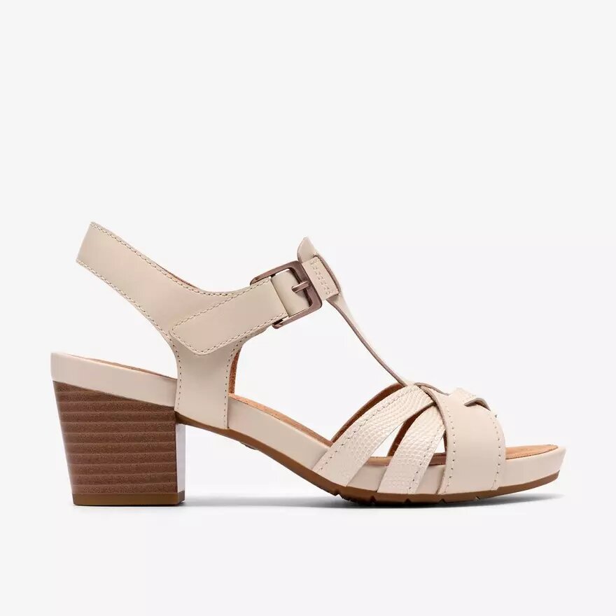 Sandali con tacco da donna Kymber Glow in pelle color crema Sandali con tacco da donna Kymber Glow in pelle color crema