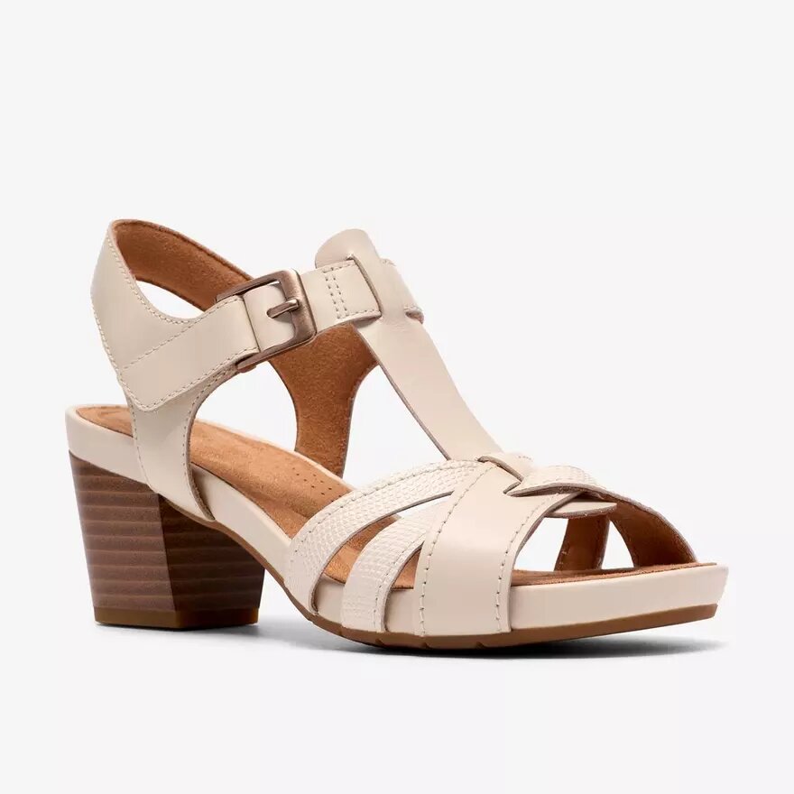 Sandali con tacco da donna Kymber Glow in pelle color crema Sandali con tacco da donna Kymber Glow in pelle color crema