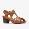 Sandali con tacco da donna Kymber Glow in pelle color cuoio