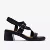Sandali con tacco in pelle nera Jaylan Sol da donna