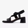 Sandali con tacco in pelle nera Jaylan Sol da donna