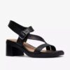 Sandali con tacco in pelle nera Jaylan Sol da donna