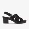 Sandali con tacco in pelle nera Kymber Shine da donna
