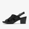 Sandali con tacco in pelle nera Kymber Shine da donna