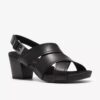 Sandali con tacco in pelle nera Kymber Shine da donna