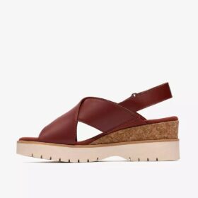 Sandali con zeppe Diaz Cross da donna in pelle arancione bruciato