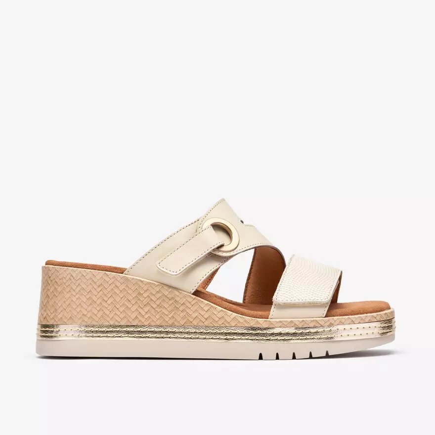 Sandali con zeppe Kidiki Cove in pelle color crema da donna Sandali con zeppe Kidiki Cove in pelle color crema da donna