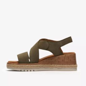 Sandali con zeppe Kidiki Sun da donna in nabuk verde oliva scuro