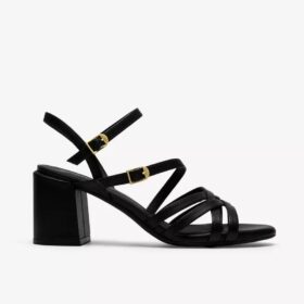 Sandali da donna Ezoria con listini in pelle nera