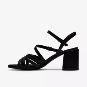 Sandali da donna Ezoria con listini in pelle nera
