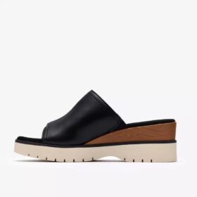 Sandali Diaz da donna con zeppe in pelle nera
