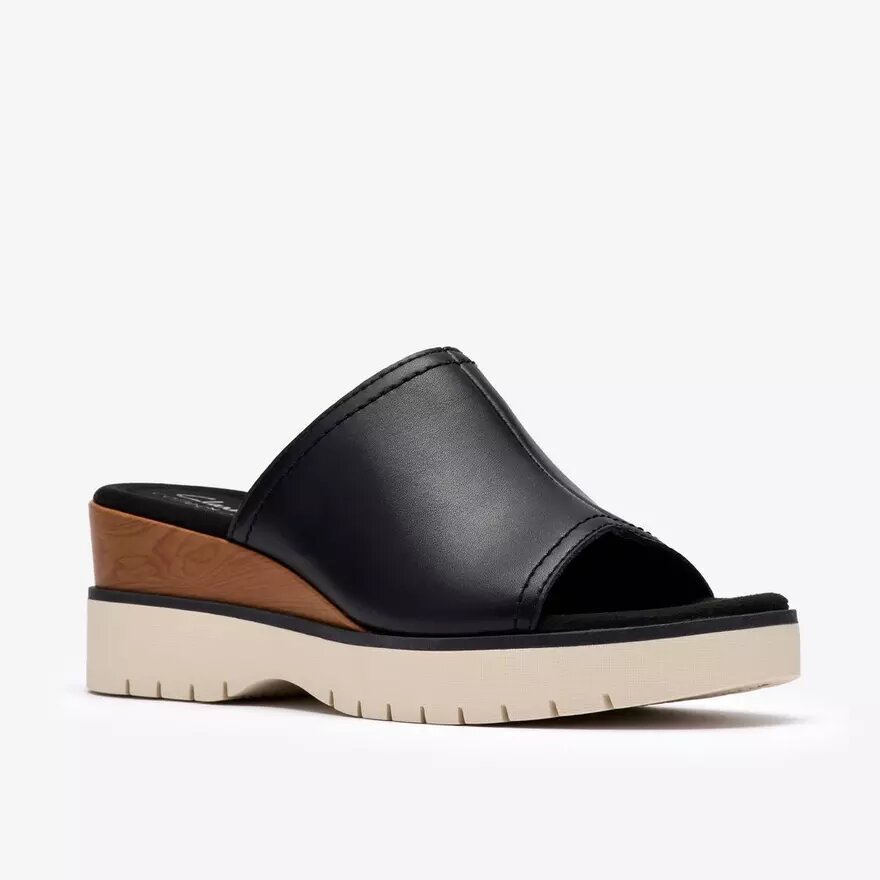 Sandali Diaz da donna con zeppe in pelle nera Sandali Diaz da donna con zeppe in pelle nera